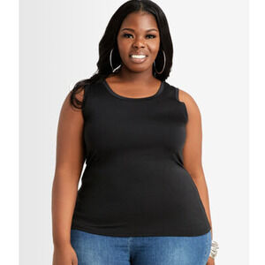 Ashley Stewart Not Your Basic Knit Scoop Neck Black Tank Top Women Sz 18/20